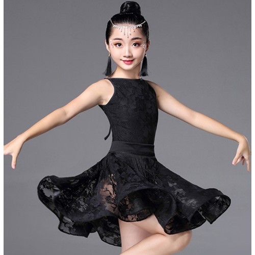 Latin Dance Dress for Girls Fashion white red black latin dress Ballroom Dancing Dresses for Kids Dancewear Children Stage Performance Costume